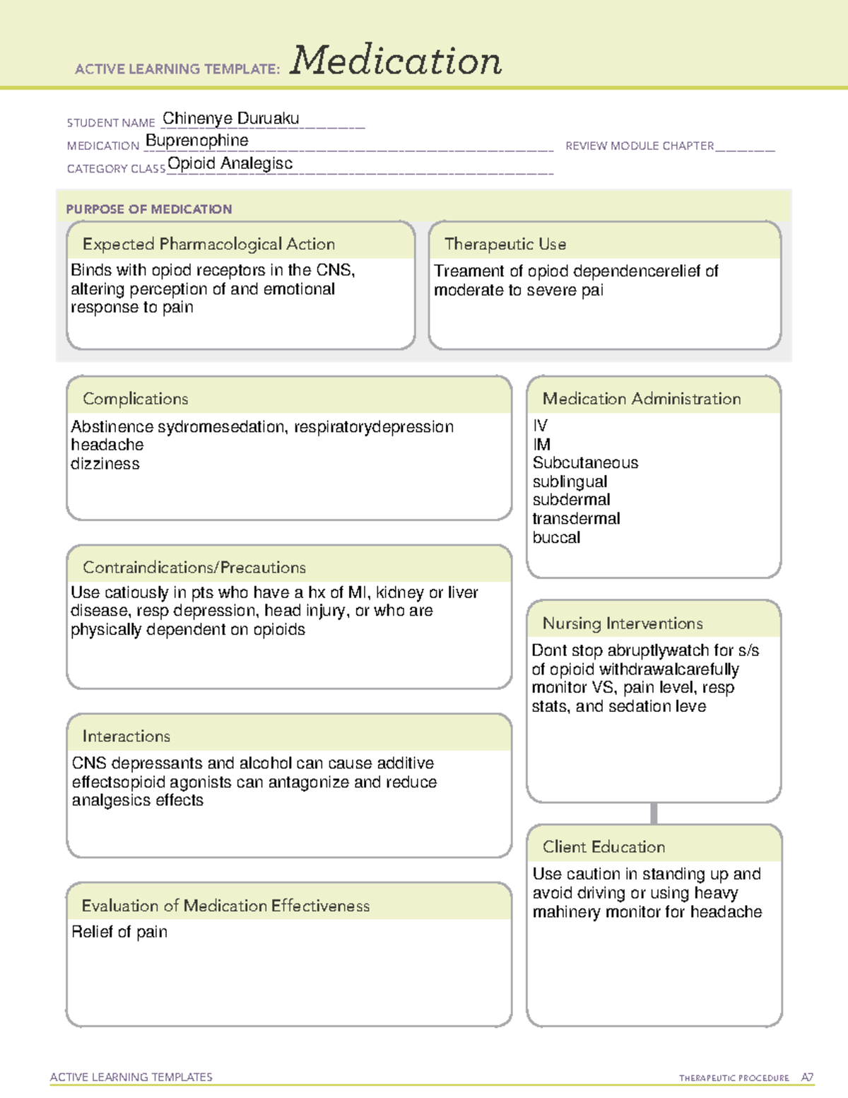 Buprenorphine-Med Card - ACTIVE LEARNING TEMPLATES THERAPEUTIC ...