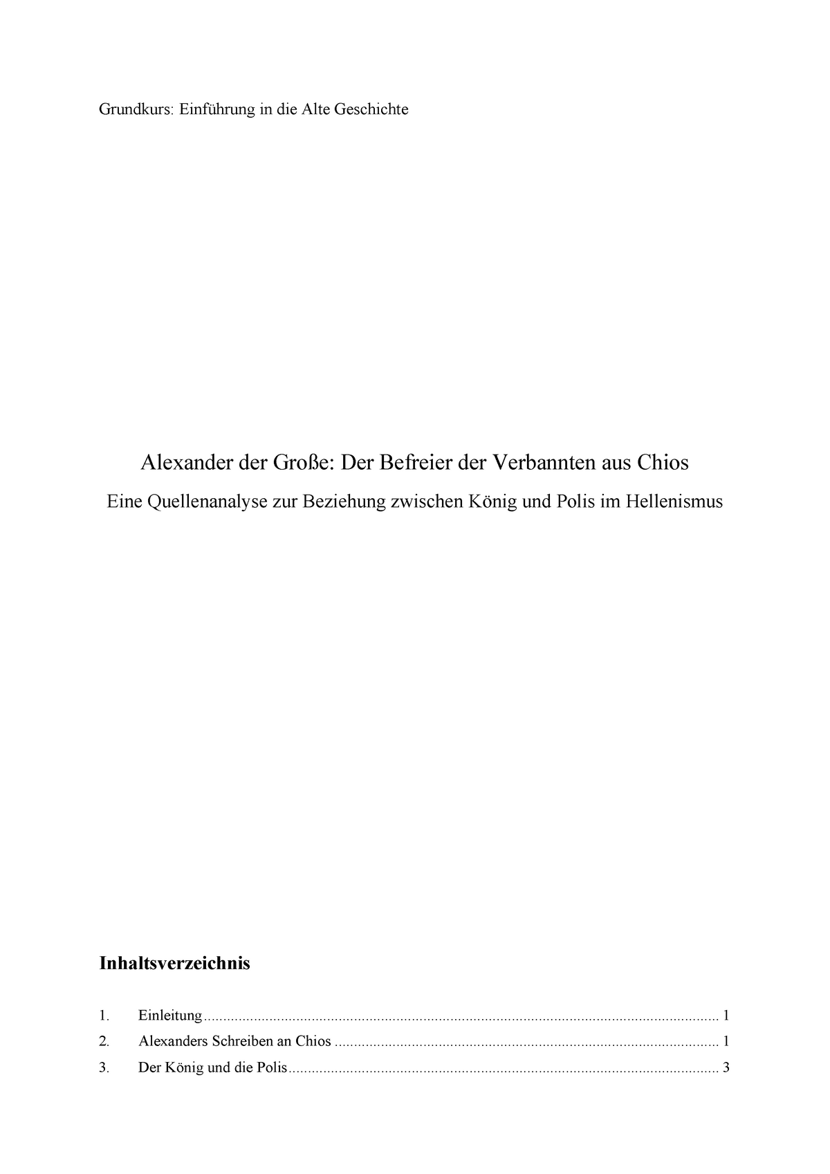 Alexander Der Große -Quellenanalyse - Grundkurs: Einführung In Die Alte ...