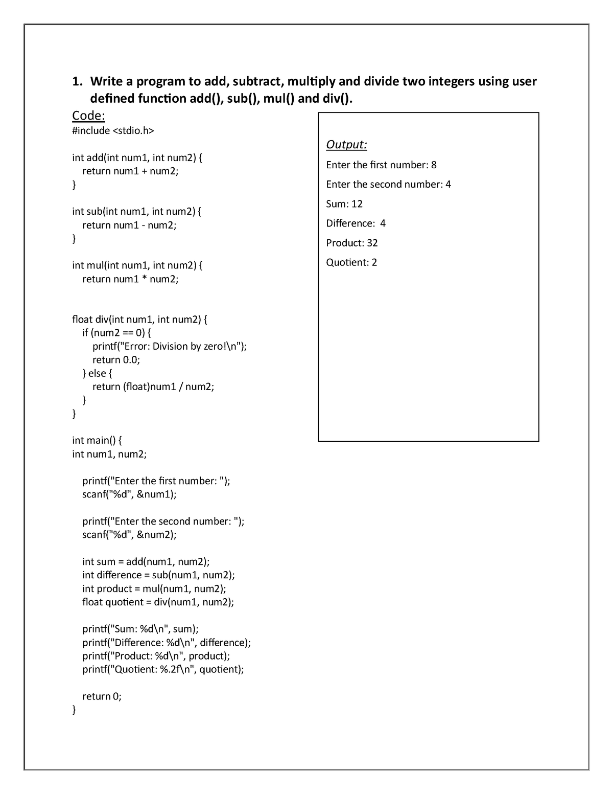 c-programming-labsheet-qns-ans-4-1-write-a-program-to-add-subtract