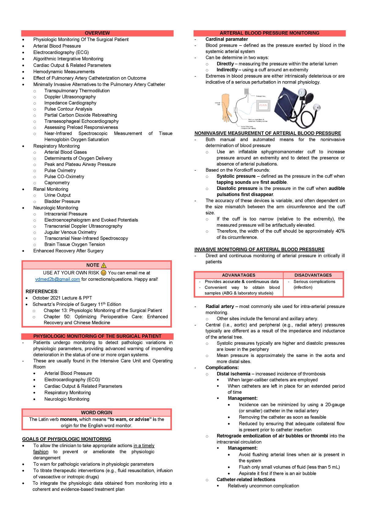 Perioperative Care In Anatomy - Lecture Notes 5 - OVERVIEW Physiologic ...