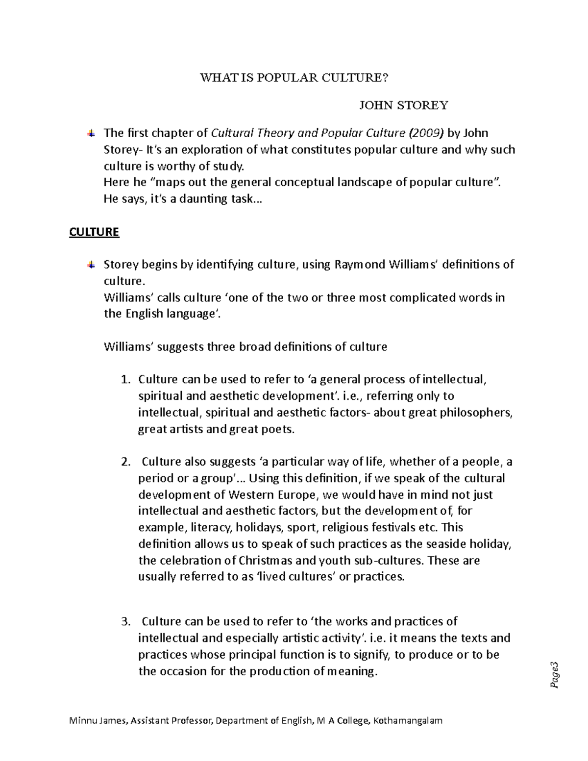 Philippine Popular Culture notes Page WHAT IS POPULAR CULTURE? JOHN