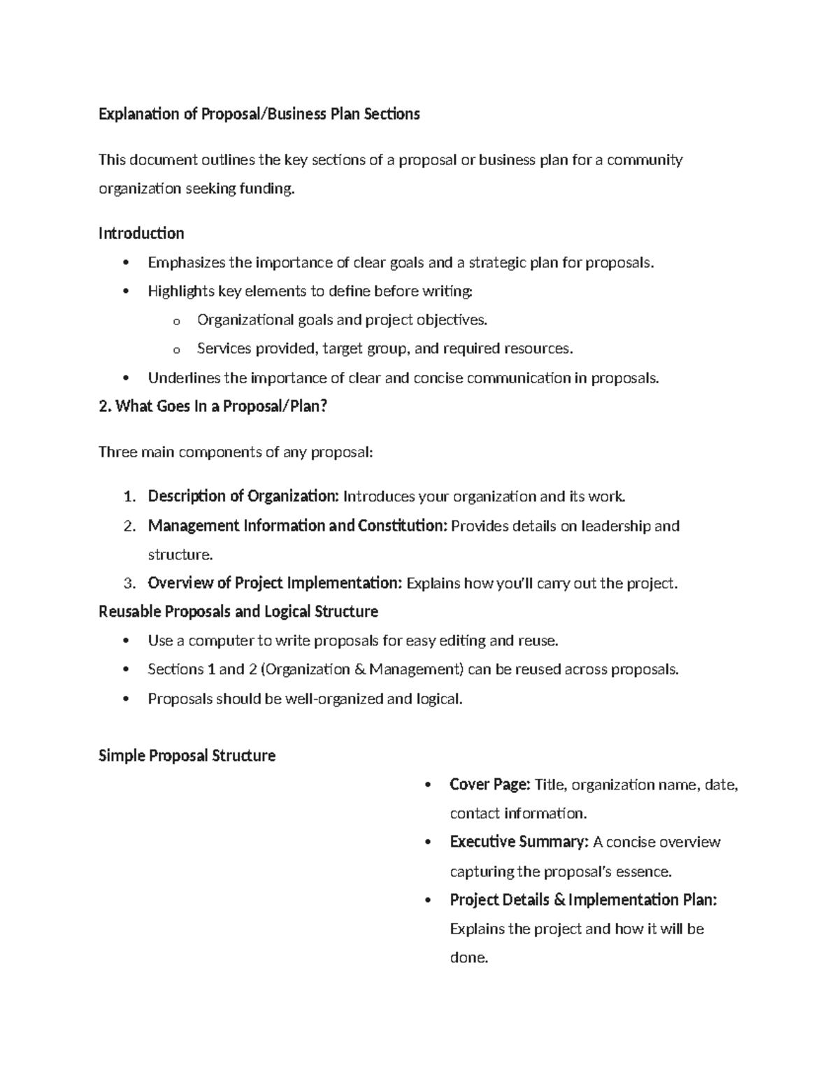 Explanation of Proposal - Explanation of Proposal/Business Plan ...