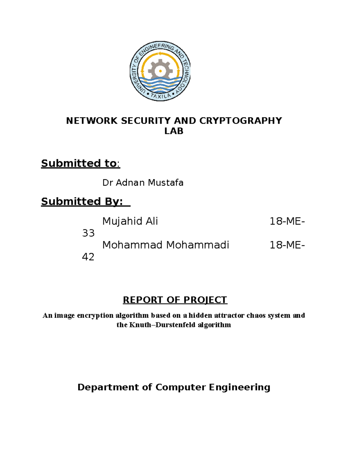 Report OF Project of the network securtiy - NETWORK SECURITY AND ...
