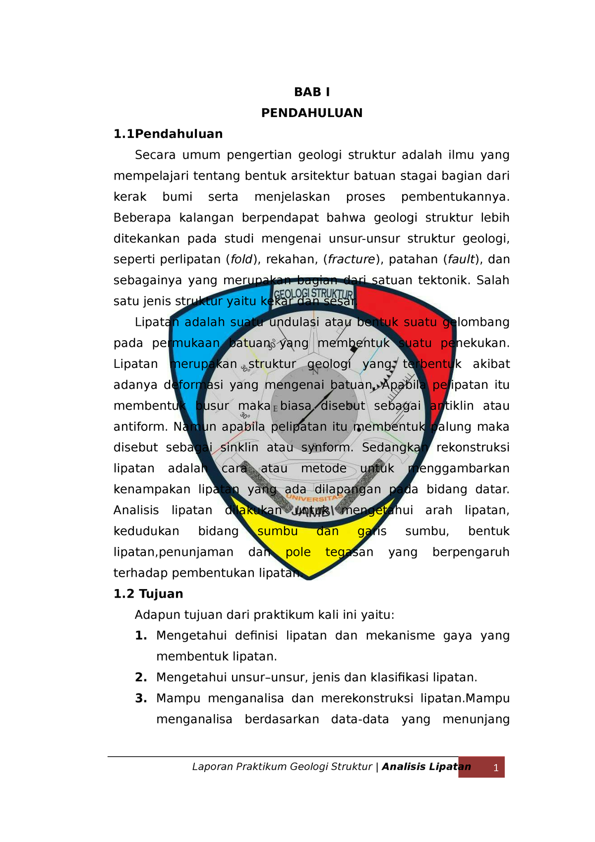 Laporan Analisis Lipatan - BAB I PENDAHULUAN 1 Secara Umum Pengertian ...