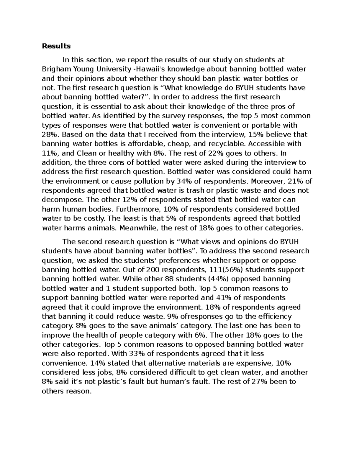 EIL 320 Result section of research Paper - Results In this section, we ...