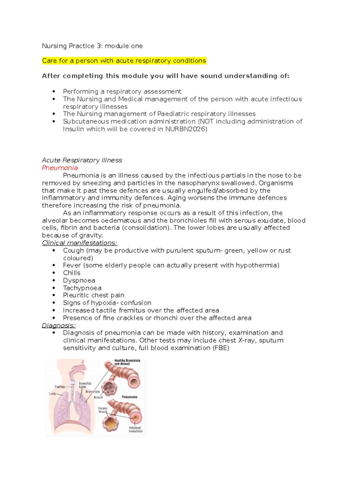 Nursing Practice 3 - Moduel 1 - Nursing Practice 3: Module One Care For ...