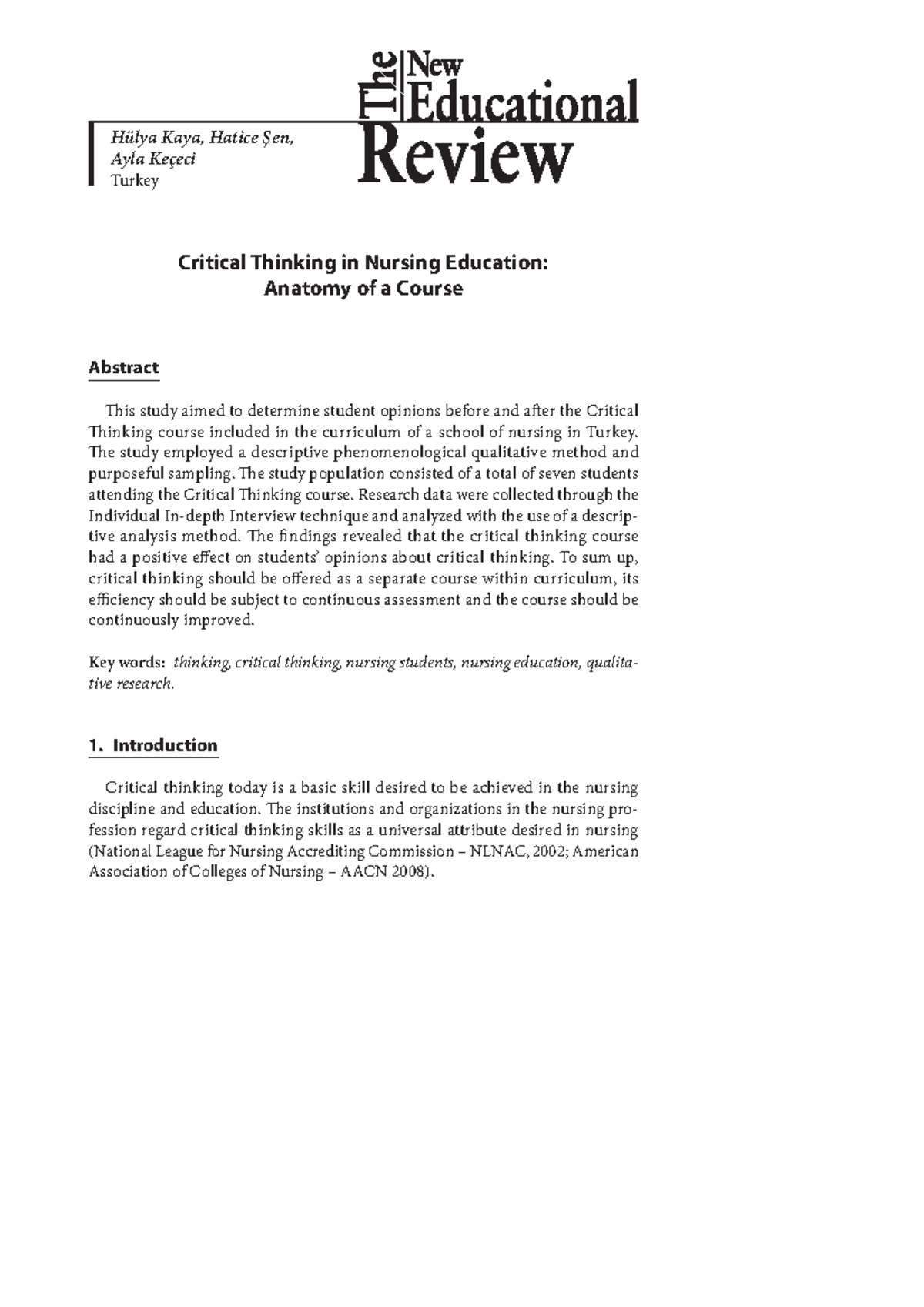 probing concept of critical thinking in nursing education in iran a concept analysis