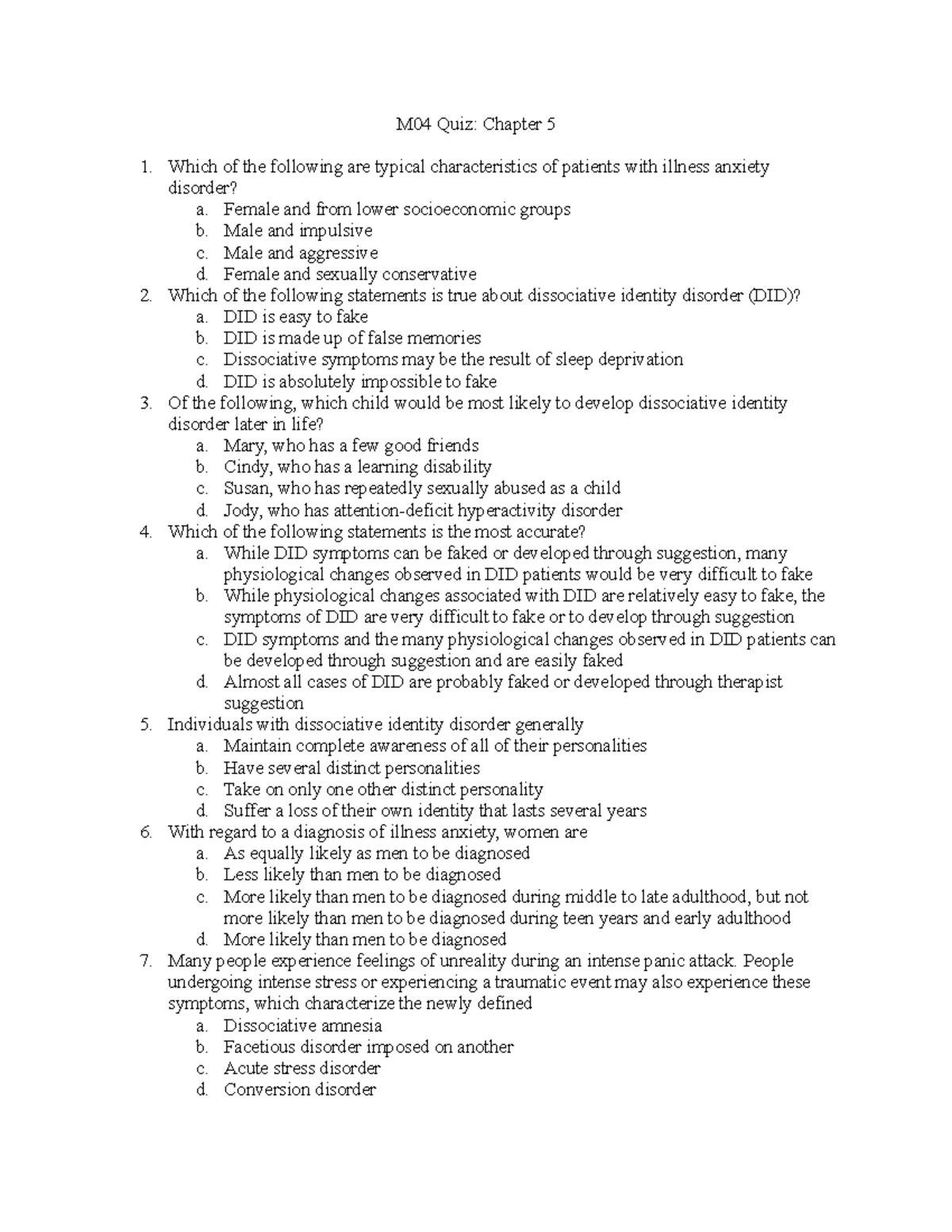 M04 - Chapter 5 Quiz Study Guide And Answer Key - M04 Quiz: Chapter 5 ...