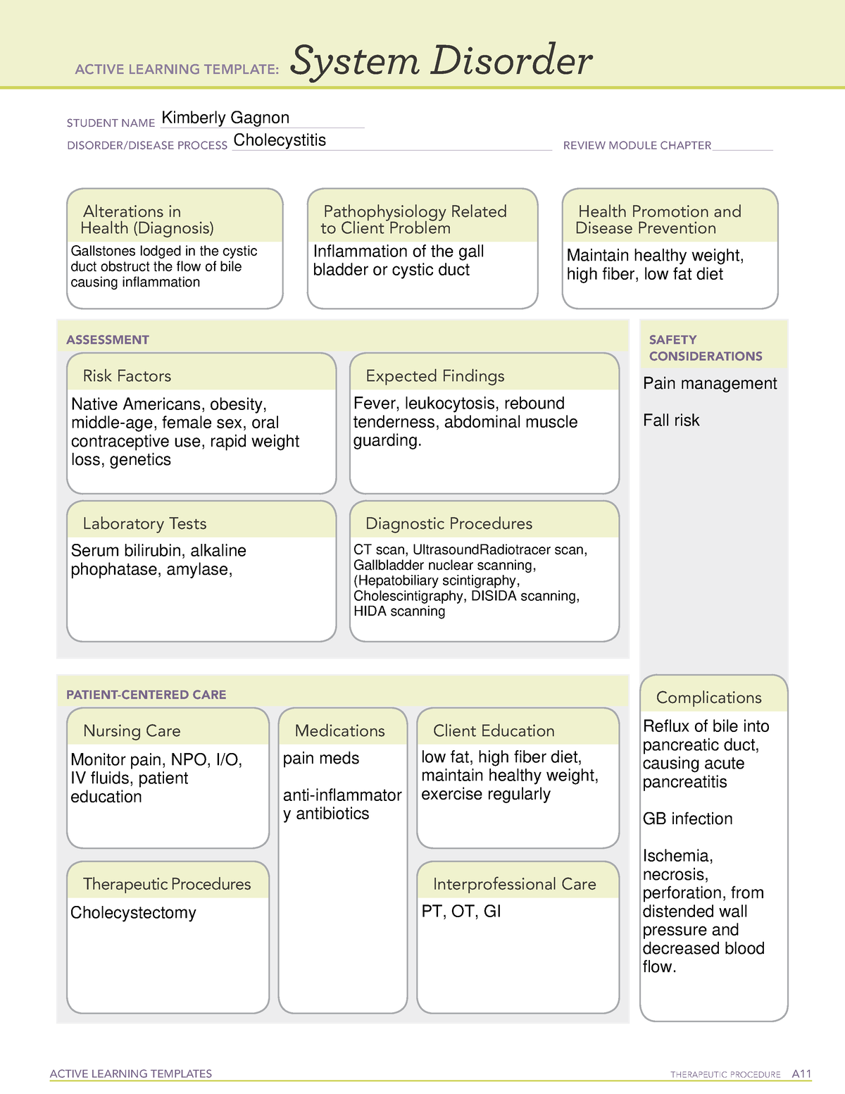 Cholecystitis ATI System Disorder Template - ACTIVE LEARNING TEMPLATES ...