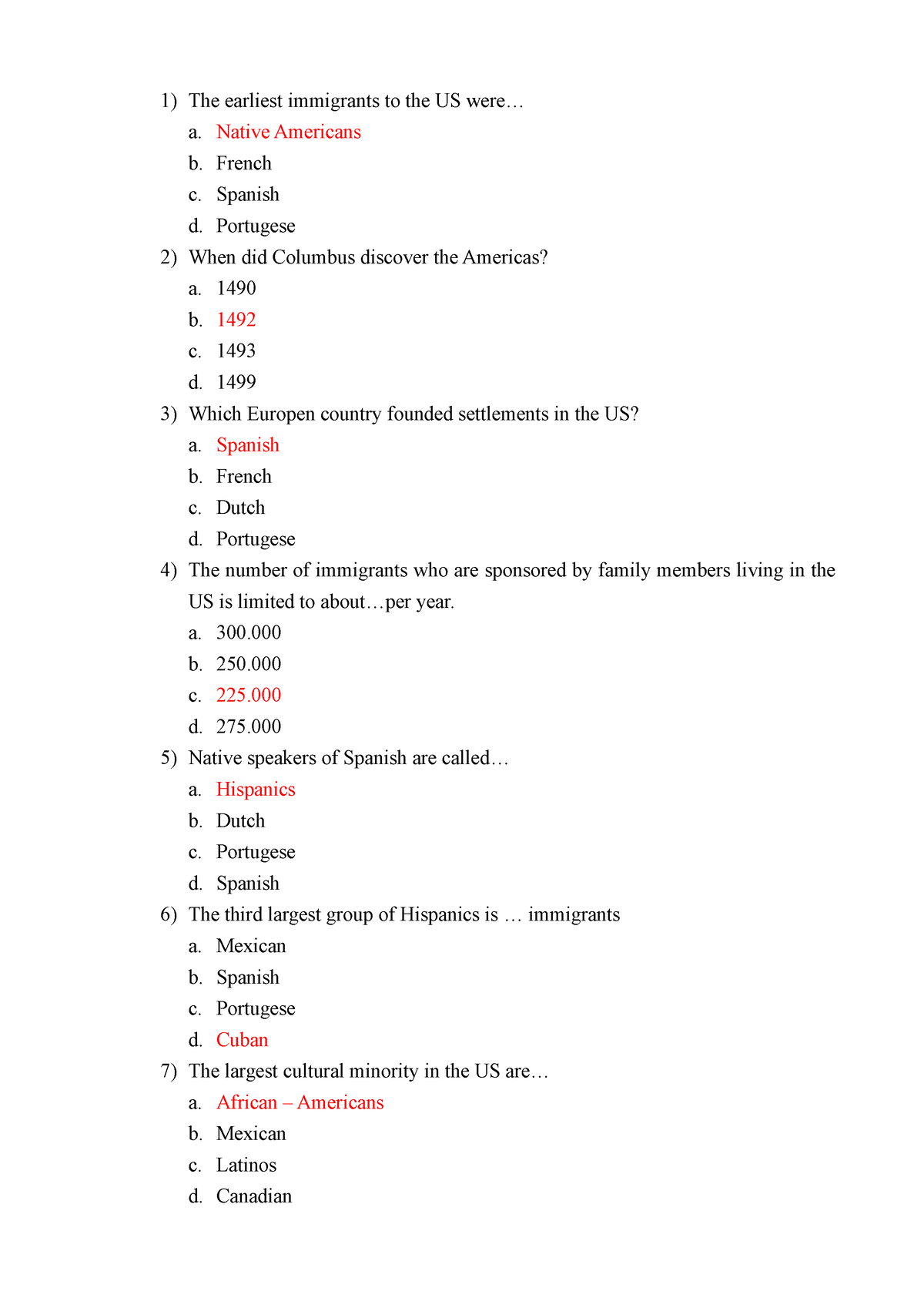 VMM - Văn Minh Mỹ - The Earliest Immigrants To The US Were... A. Native ...