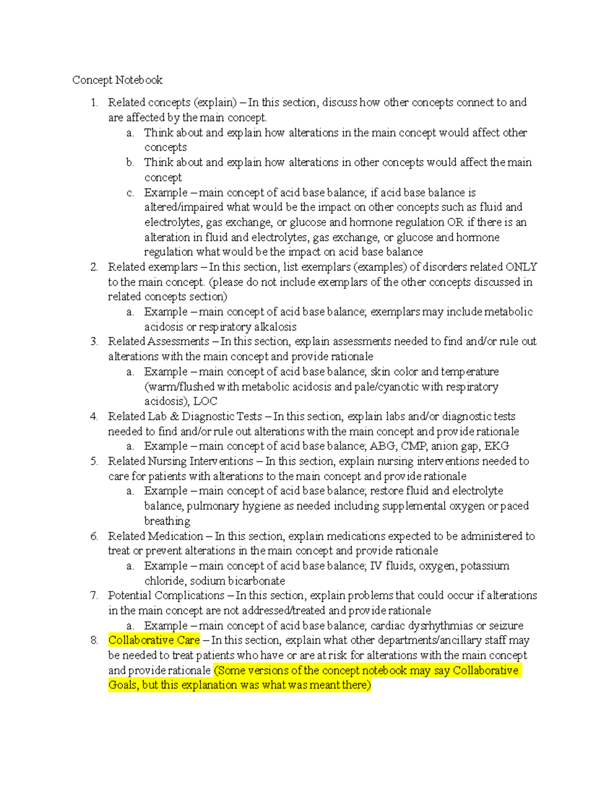 How to write the concept notebook with rubric - Concept Notebook ...