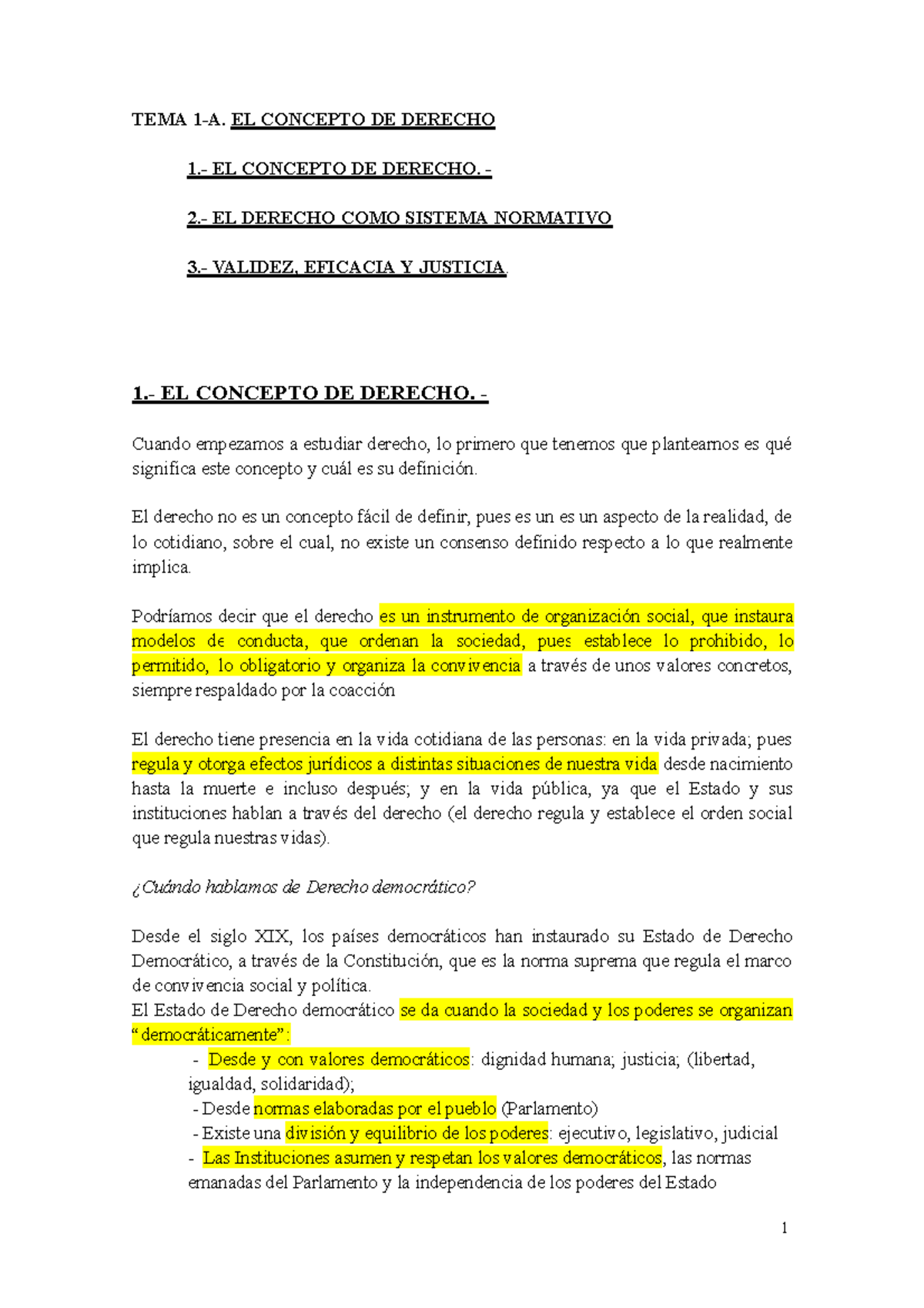 TEMA 1-A EL Concepto DE Derecho - 1 TEMA 1-A. EL CONCEPTO DE DERECHO 1 ...