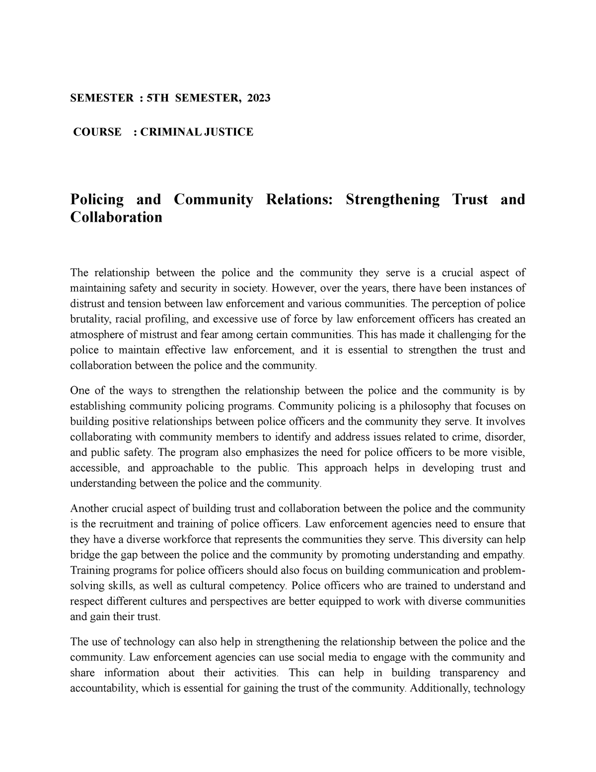 Policing And Community Relations Strengthening Trust And Collaboration ...