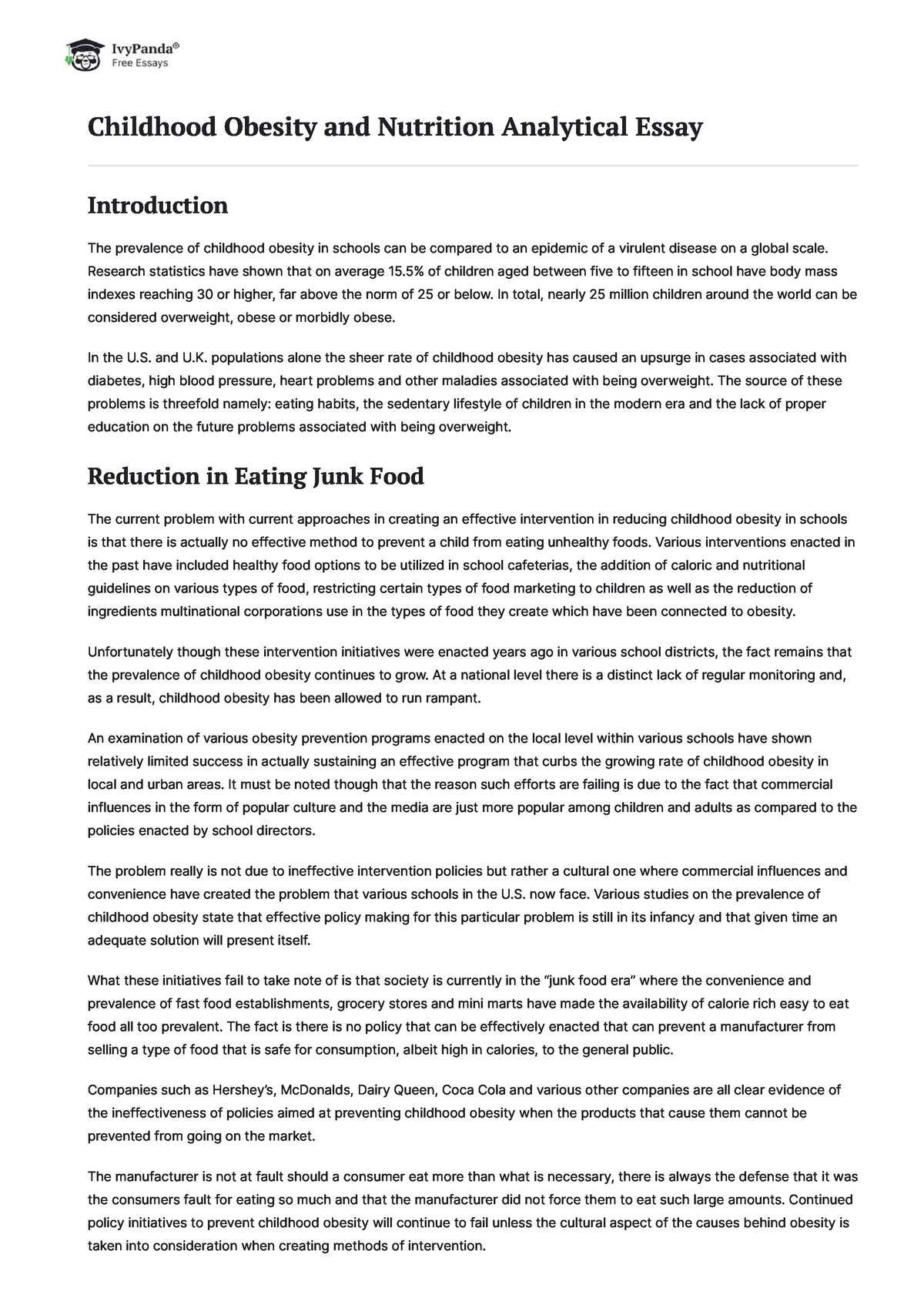 childhood obesity dissertation examples