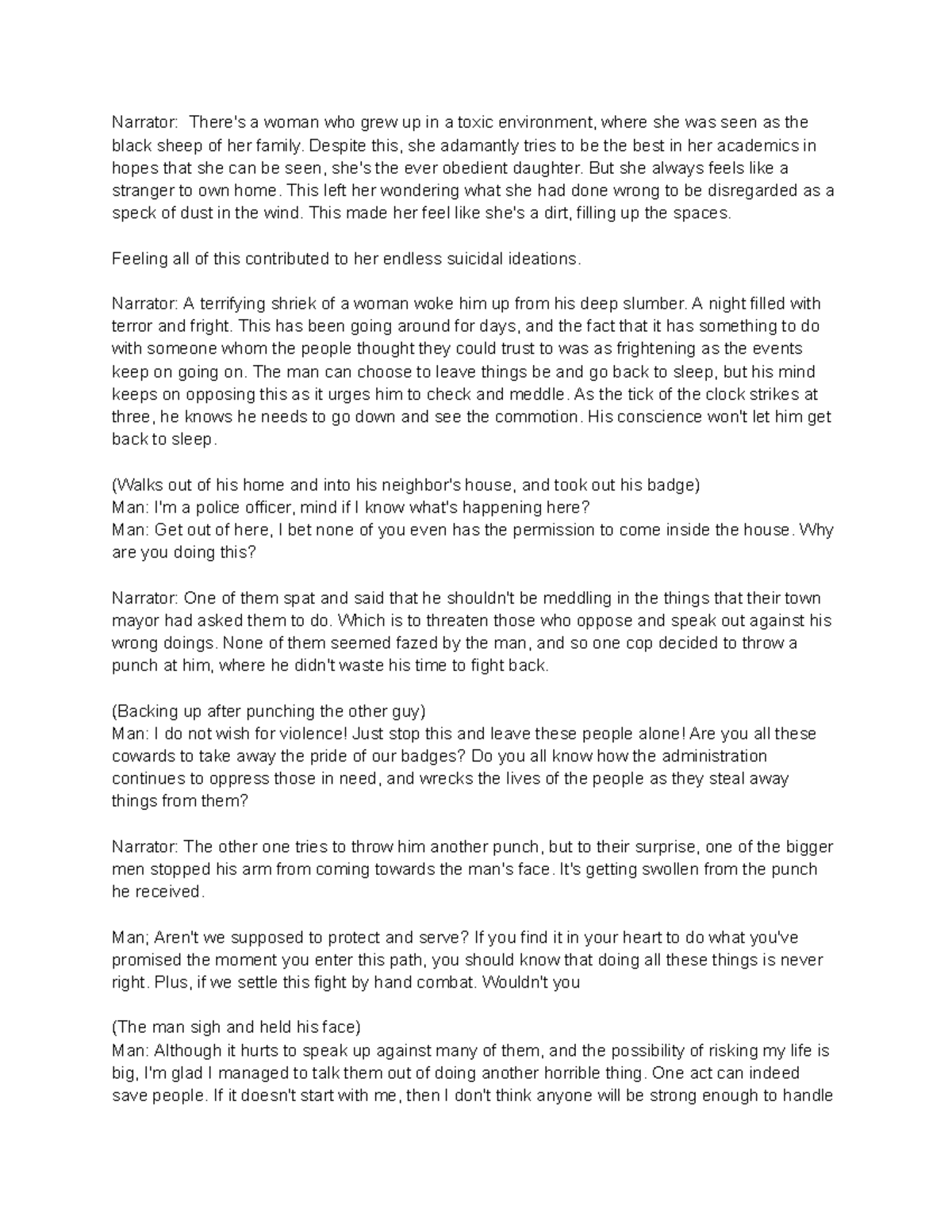 Script in narration - Narrator: There's a woman who grew up in a toxic ...