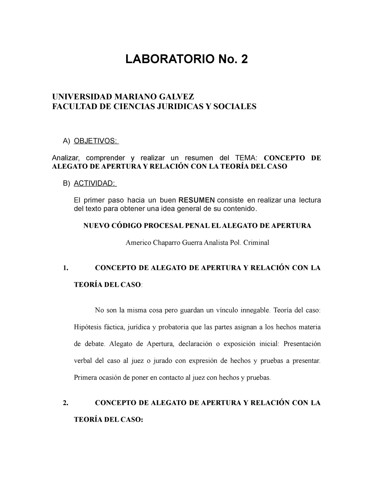 EL Alegato de Apertura en un debate oral y público en el procedimiento  penal guatemalteco - Studocu