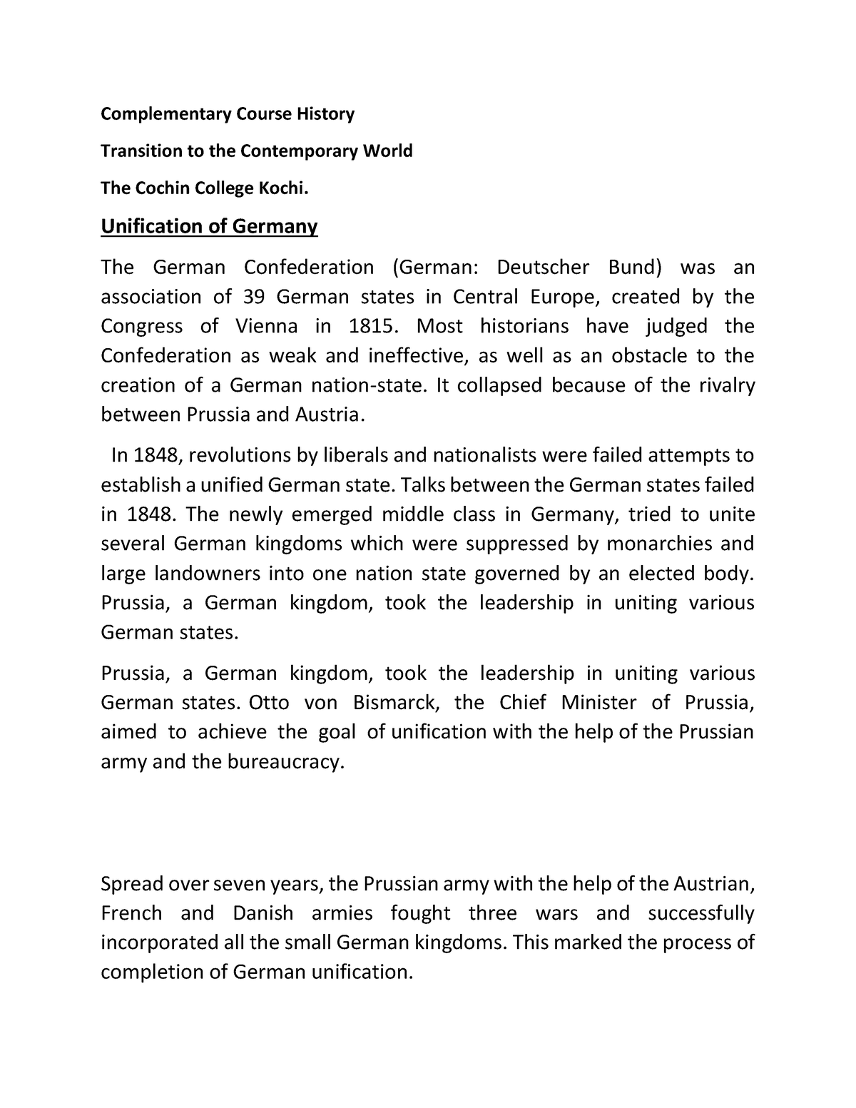 german unification essay