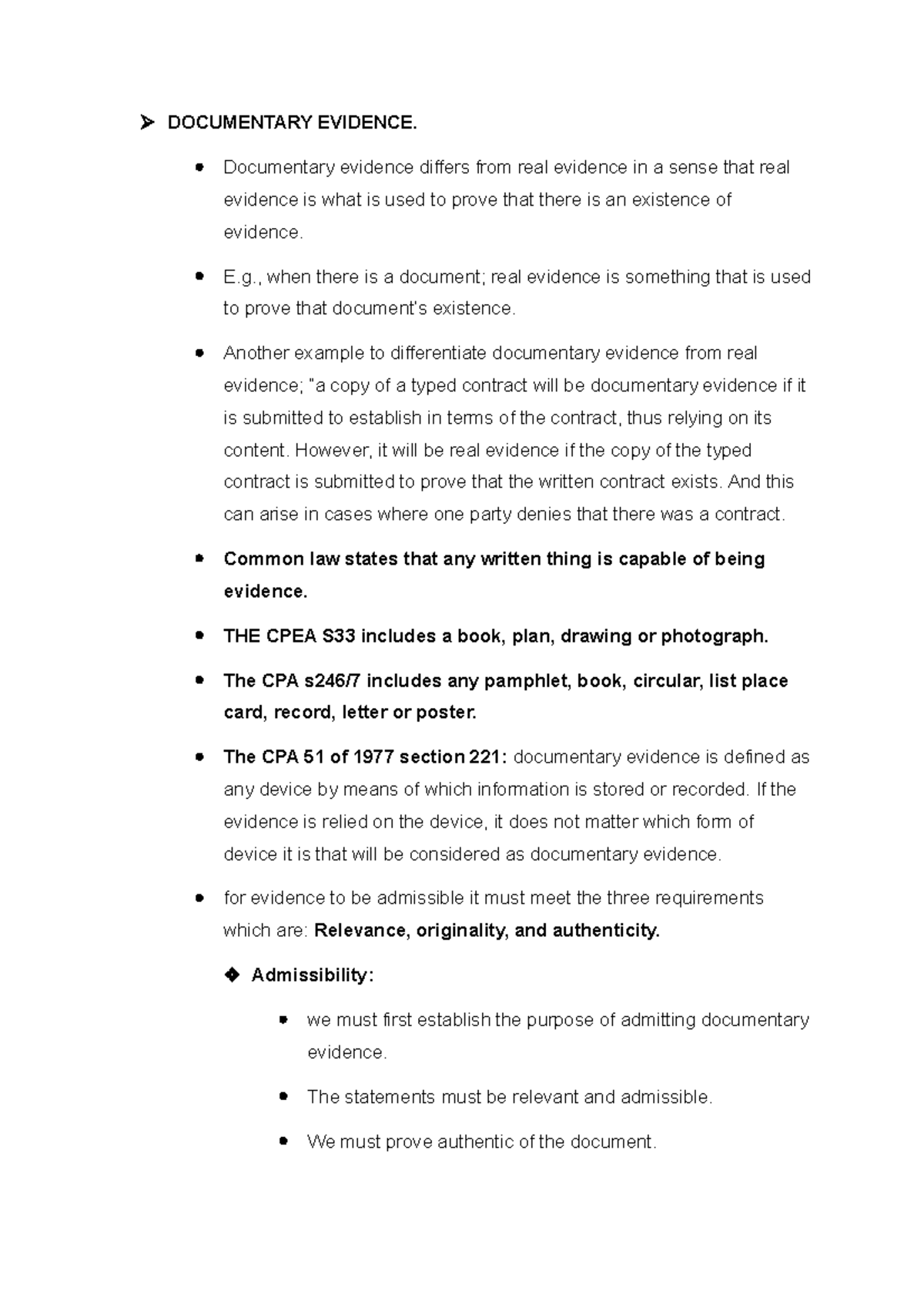 Foundational information, Documentary Evidence DOCUMENTARY EVIDENCE. Documentary evidence