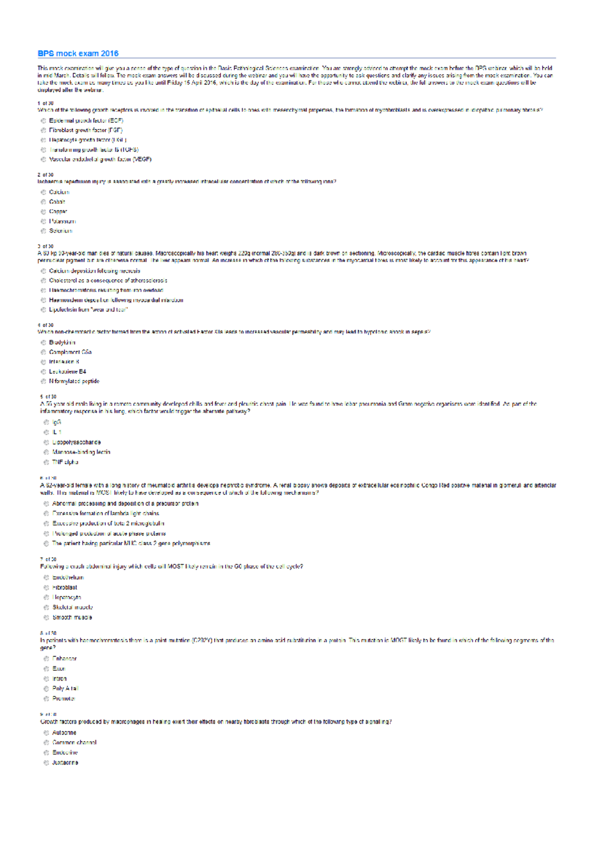 BPS 2016 mock with ans - Xxxxxx - molecular and cellular biomechanics ...