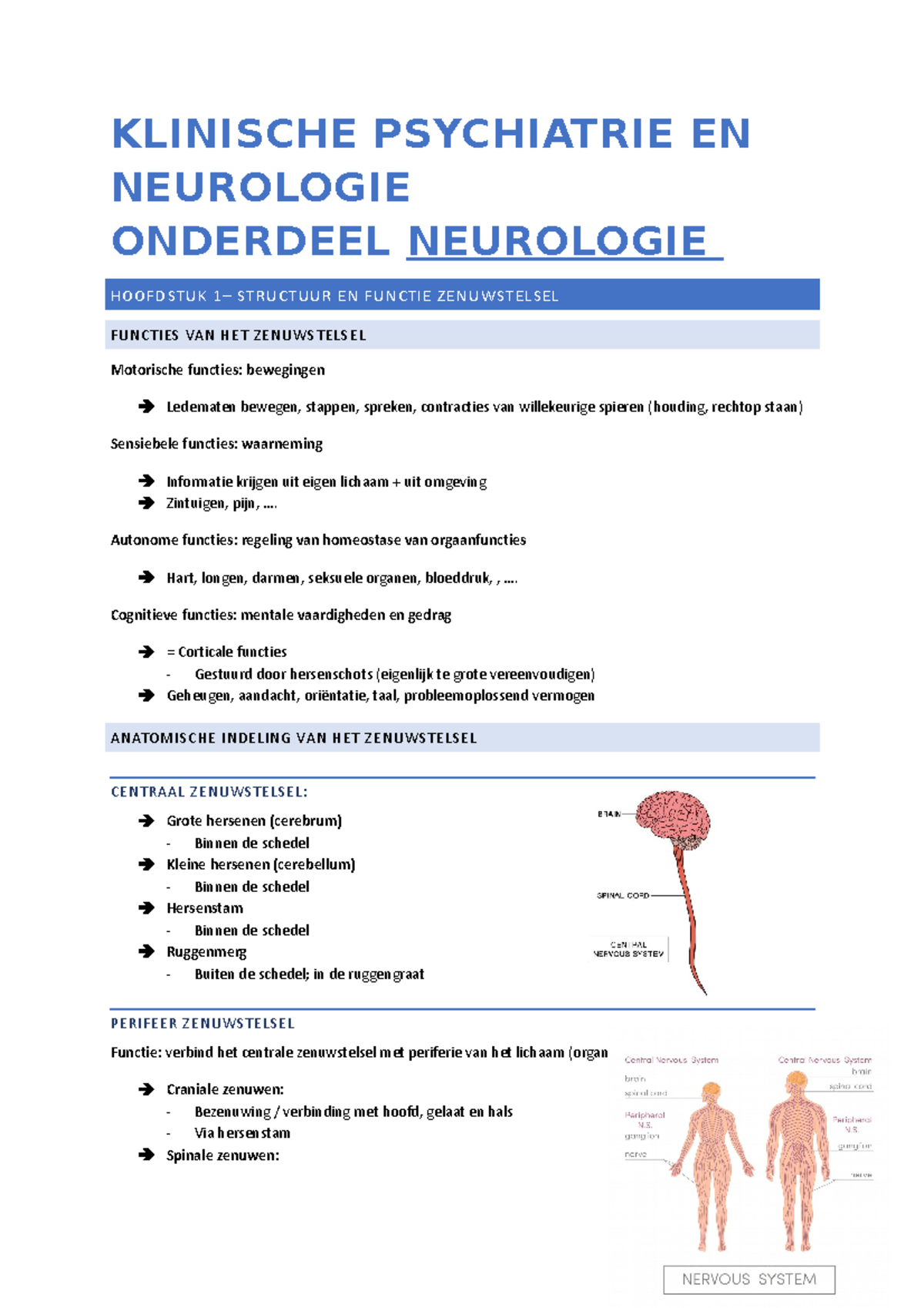 Klinische Psychiatrie En Neurologie - Neuro - KLINISCHE PSYCHIATRIE EN ...