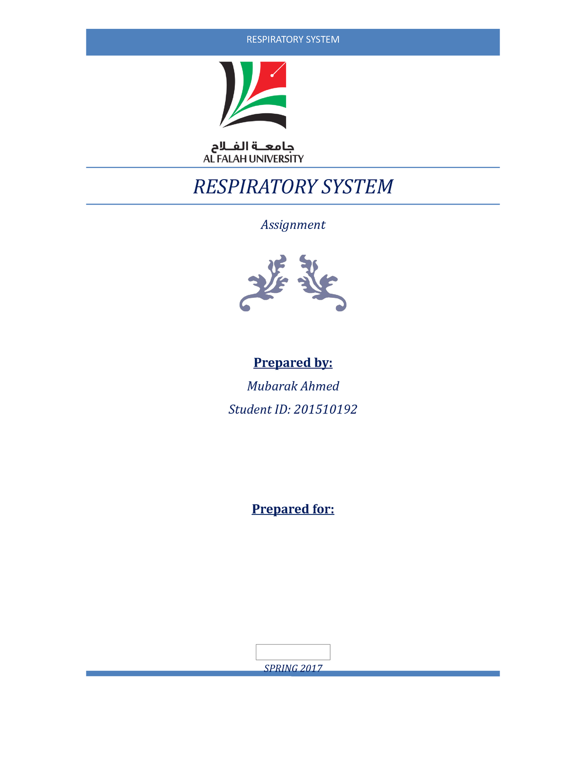 assignment for respiratory system