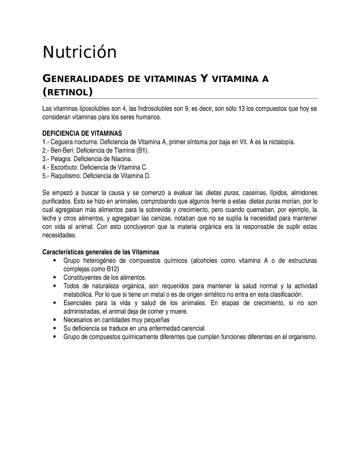 Resumen Vitamina A Nutricion Farmacia Generalidades De Vitaminas Vitamina Studocu