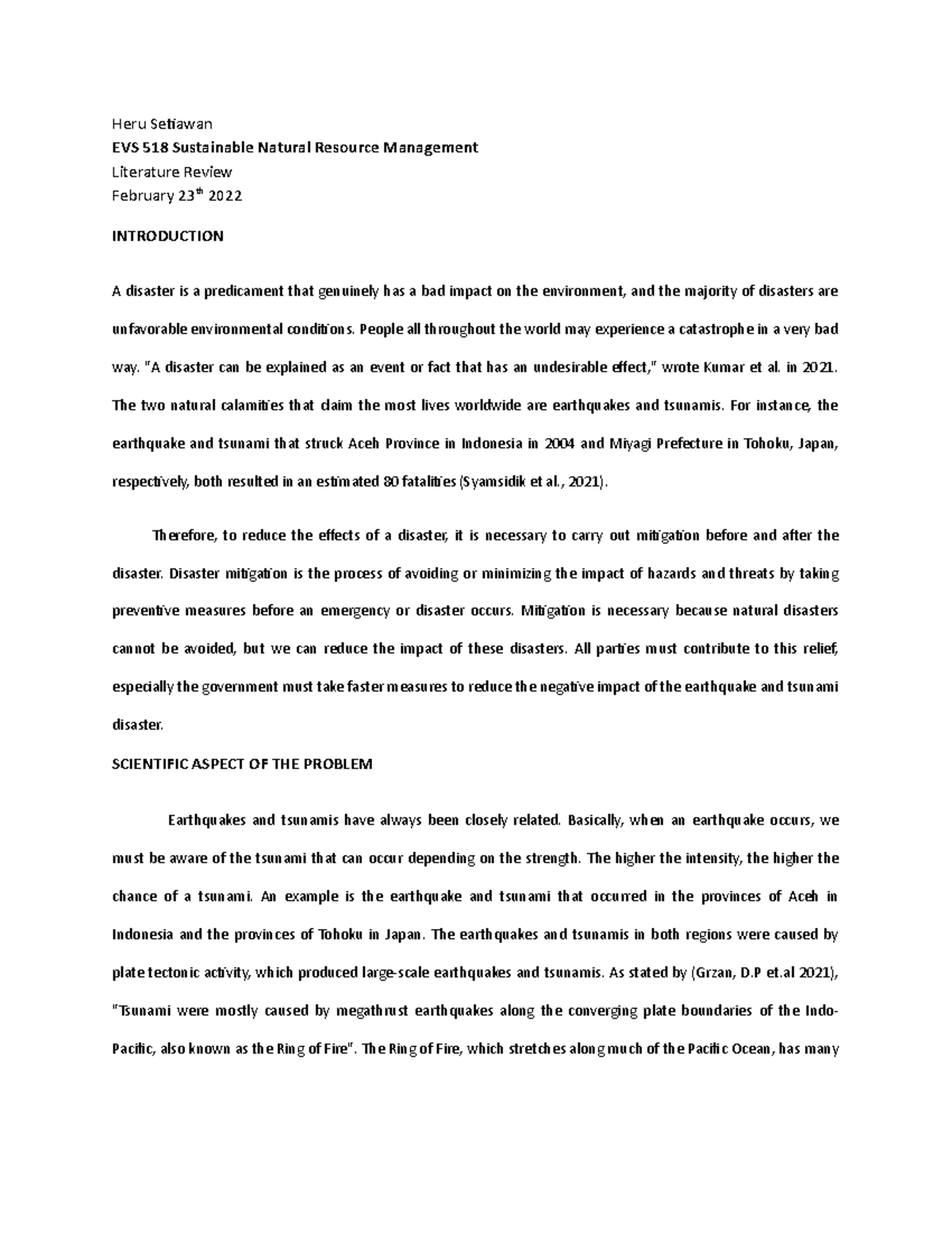 EVS518 Final Project literature review - Heru Setiawan EVS 518 ...
