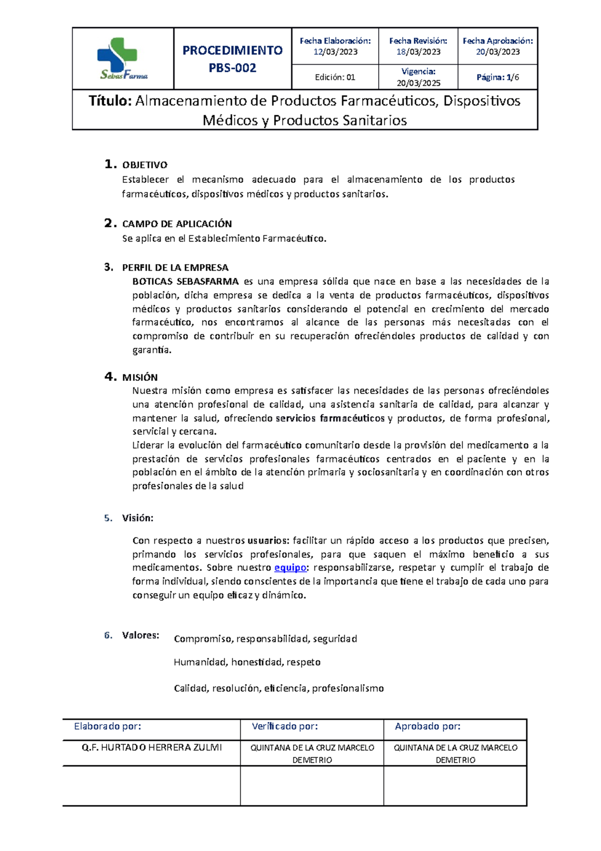 ejemplo de Poes PROCEDIMIENTO PBS 12 /03/ 18 /03/ 20 /03/ Edición