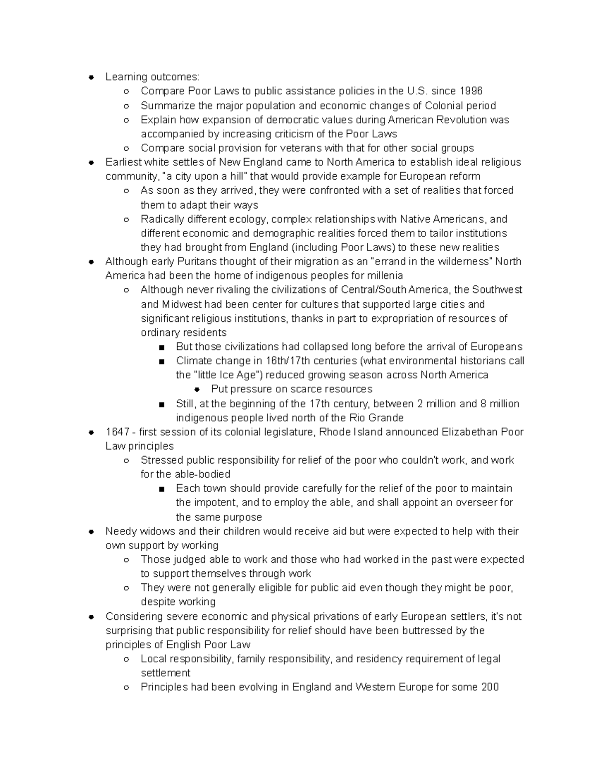 Chapter 2 Notes: The Colonial Period 1647-1776 - Learning outcomes ...