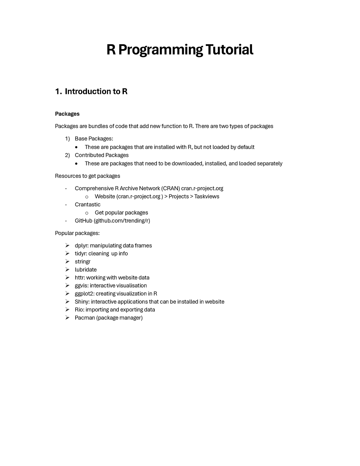 R Programming Tutorial I - Introduction To R Packages Packages Are ...