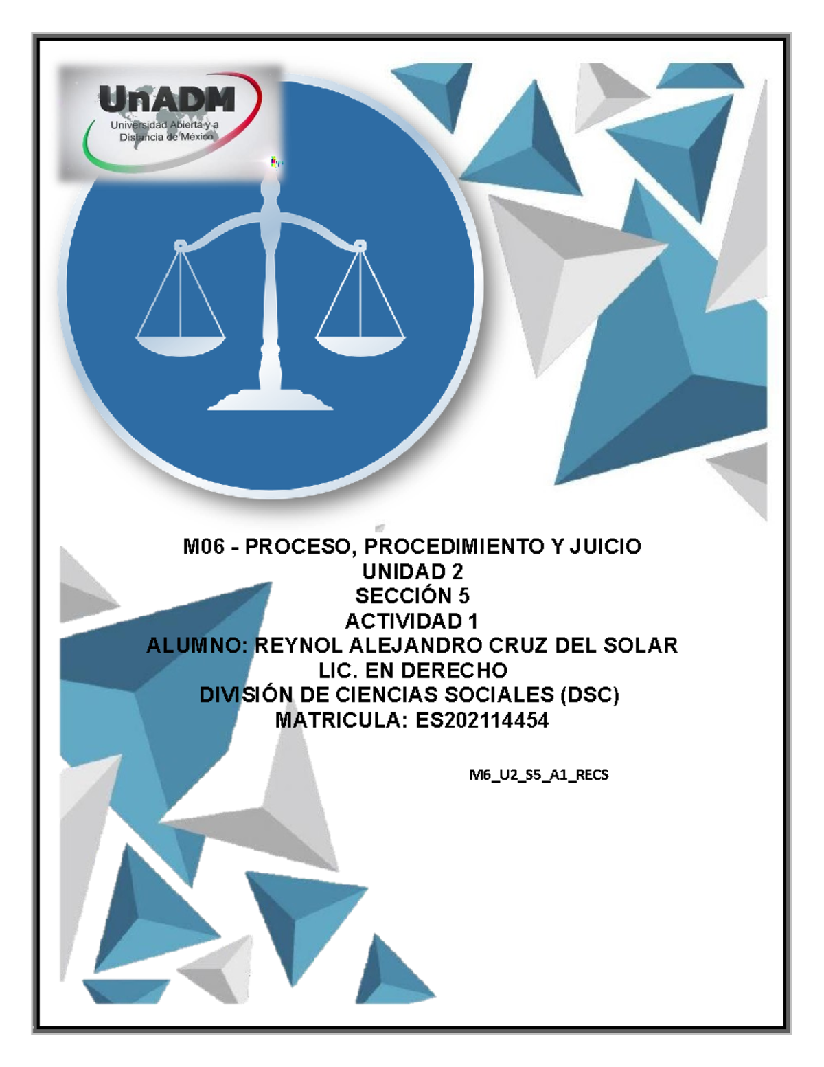 M6 U2 S5 A1 RECS - Lecture Notes 1 - M06 - PROCESO, PROCEDIMIENTO Y ...