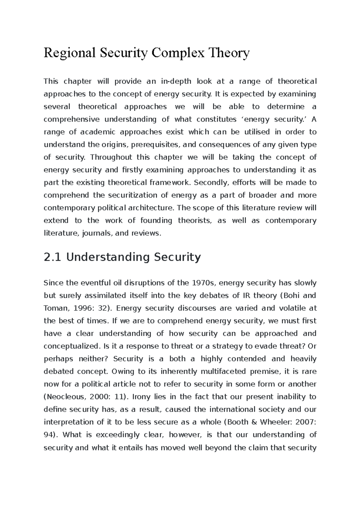 Regional Security Complex Theory It is expected by examining several