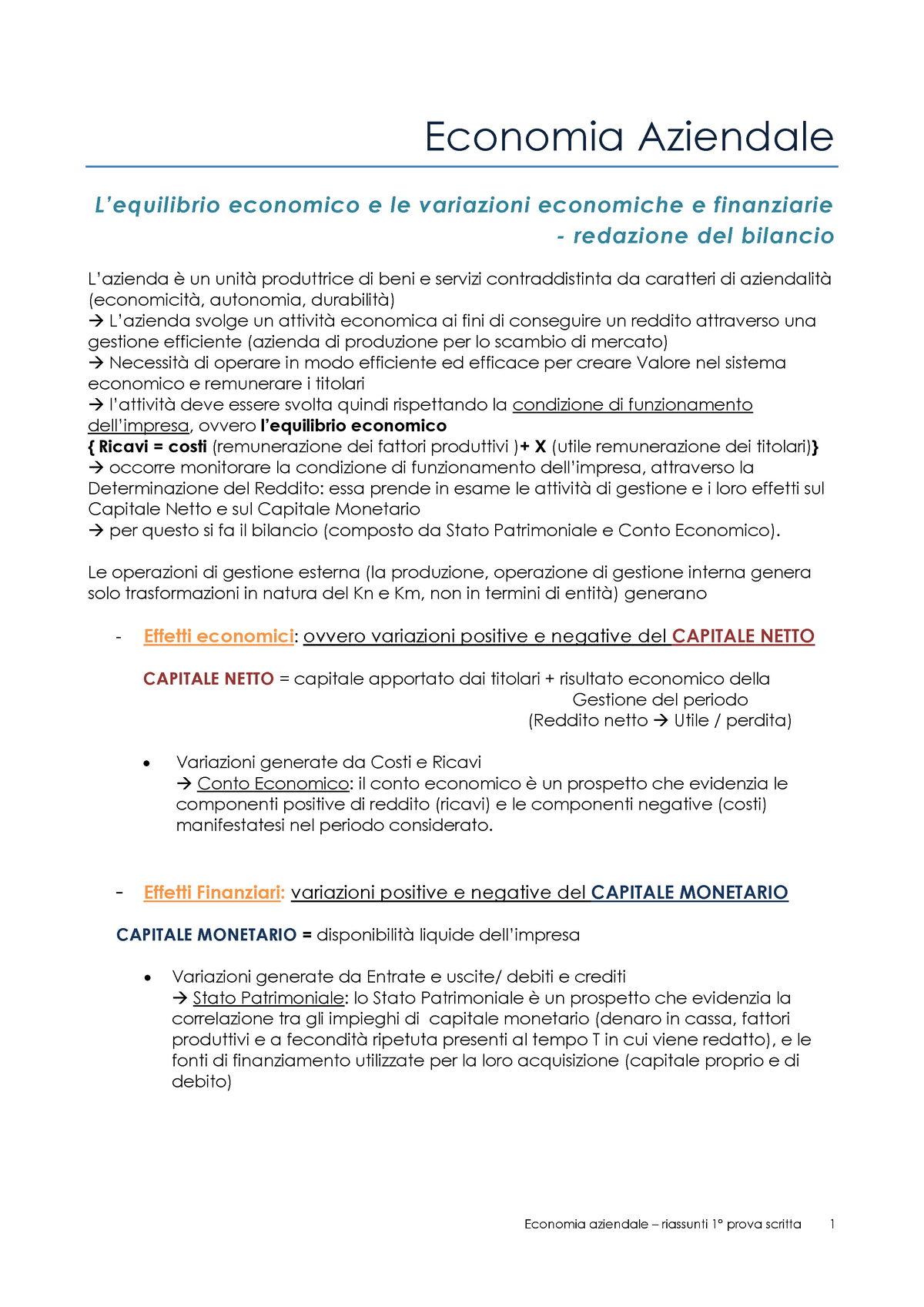 Riasuntia - Riassunto Economia Aziendale - Economia Aziendale Economico ...