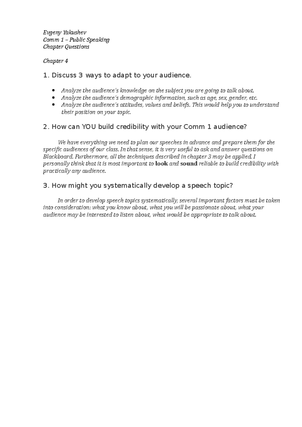 Comm 1 Chapter 4 - Summer course - Evgeny Yakushev Comm 1 – Public ...