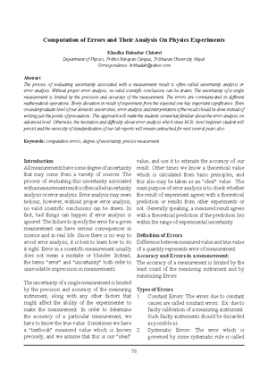 Introduction measurement advan - Me·a·sure·ment: Uncertainty and Error ...
