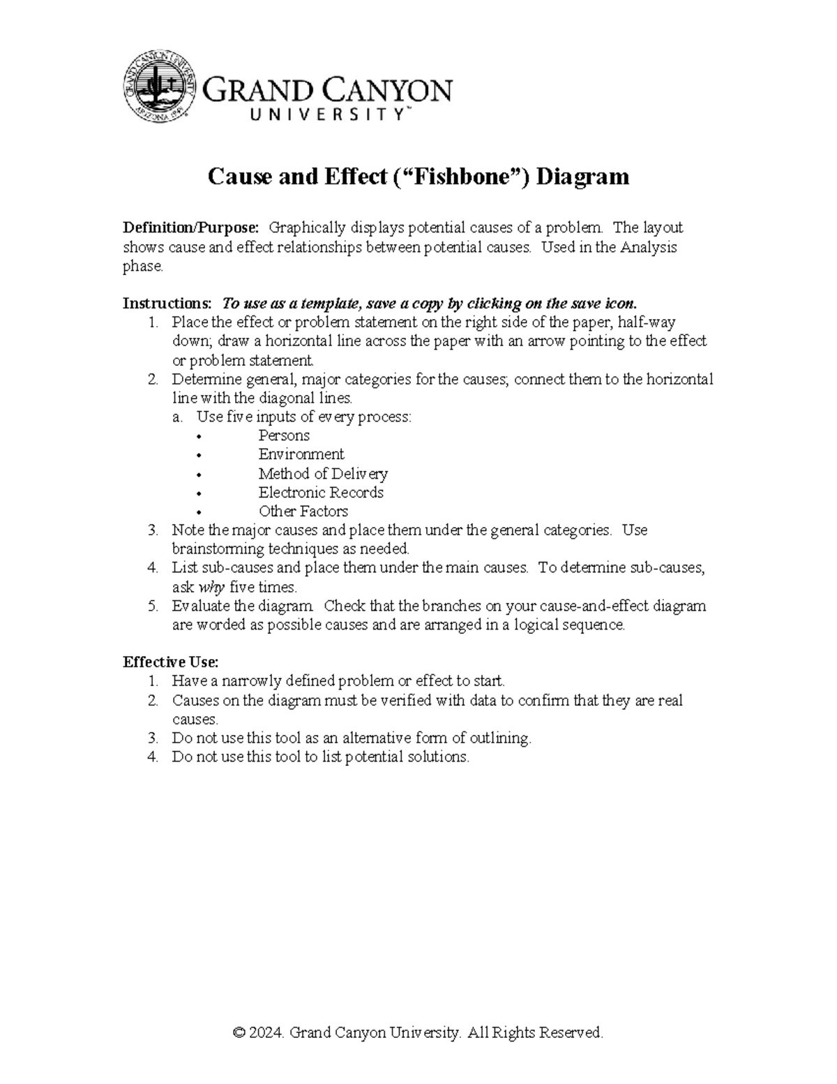 NSG 436 RS Cause Effect Fishbone Diagram Cause and Effect (“Fishbone