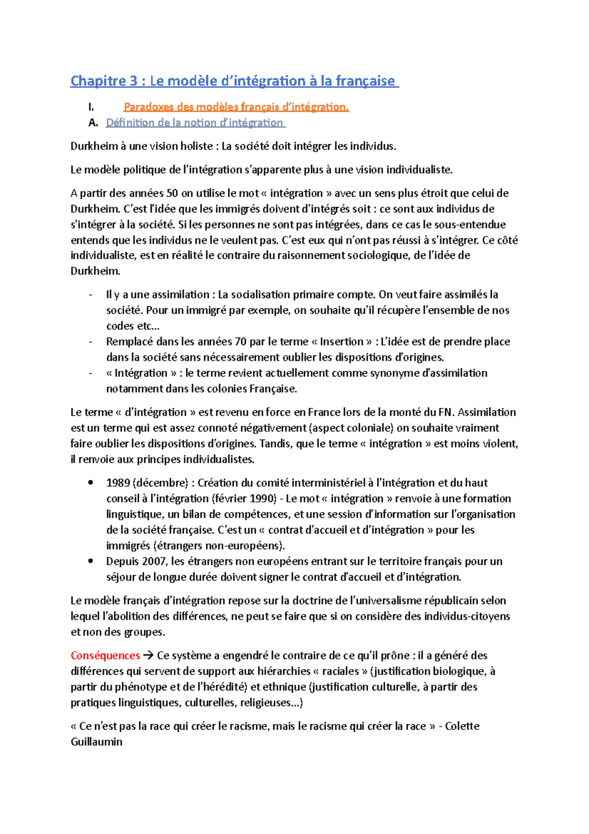 Chapitre 3 - Le modèle d'intégration à la française - Paradoxes des ...
