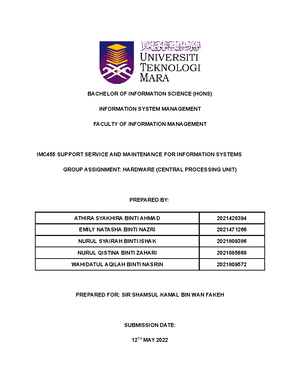 Assignment 3 IMC406 - INFORMATION MANAGEMENT SYSTEM - FACULTY OF ...