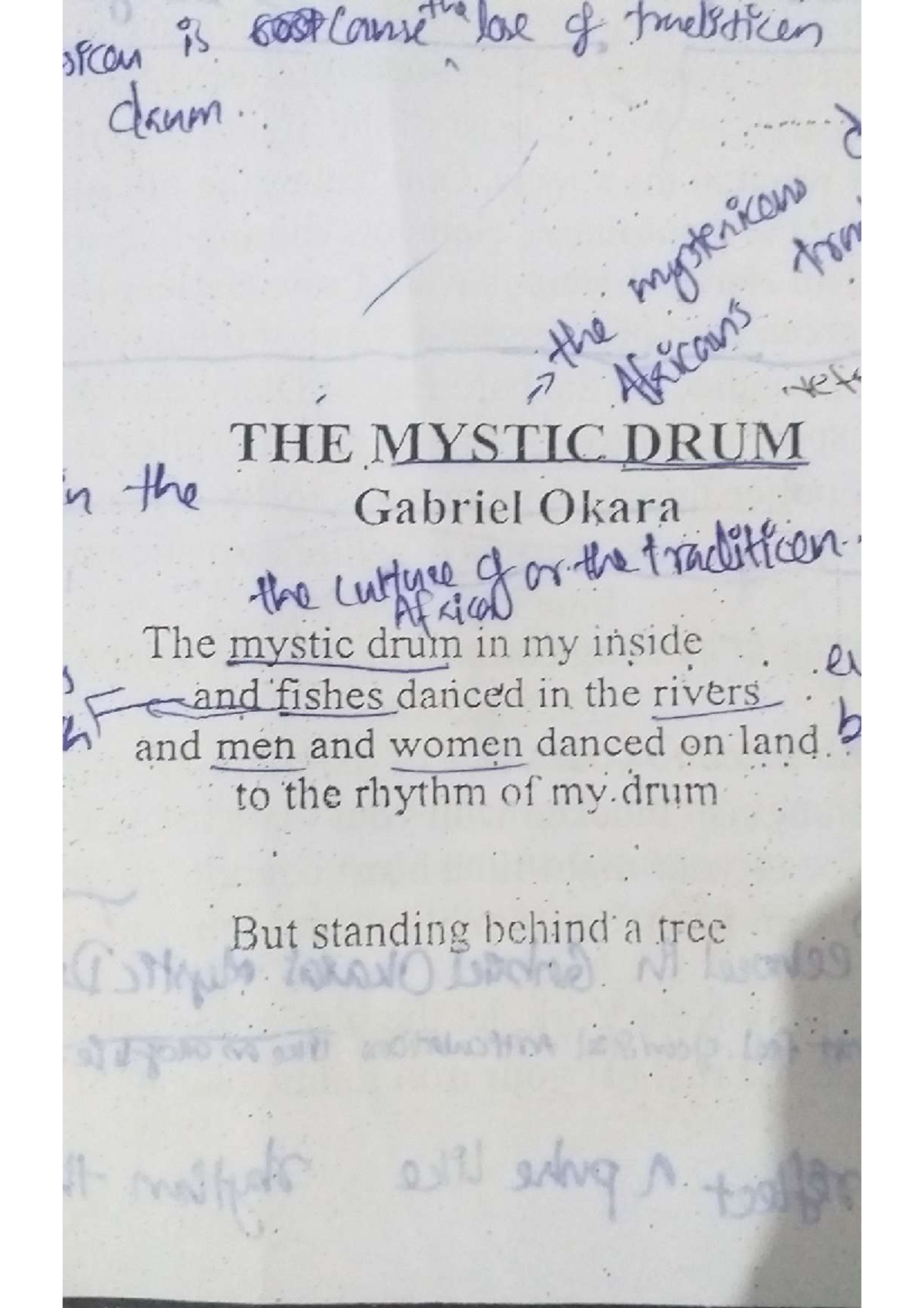Mystic Drum by Gabriel Okara Literature in English American and postcolonialism Studocu