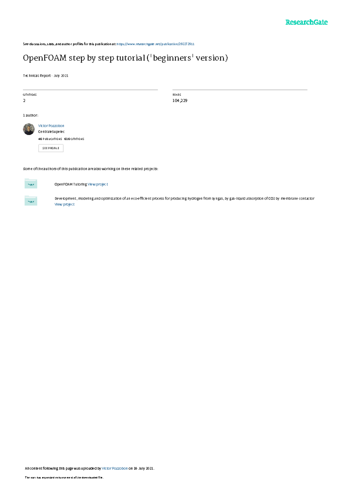 Pozzobon Open FOAM Training Basic Booklet v2106 - See discussions ...