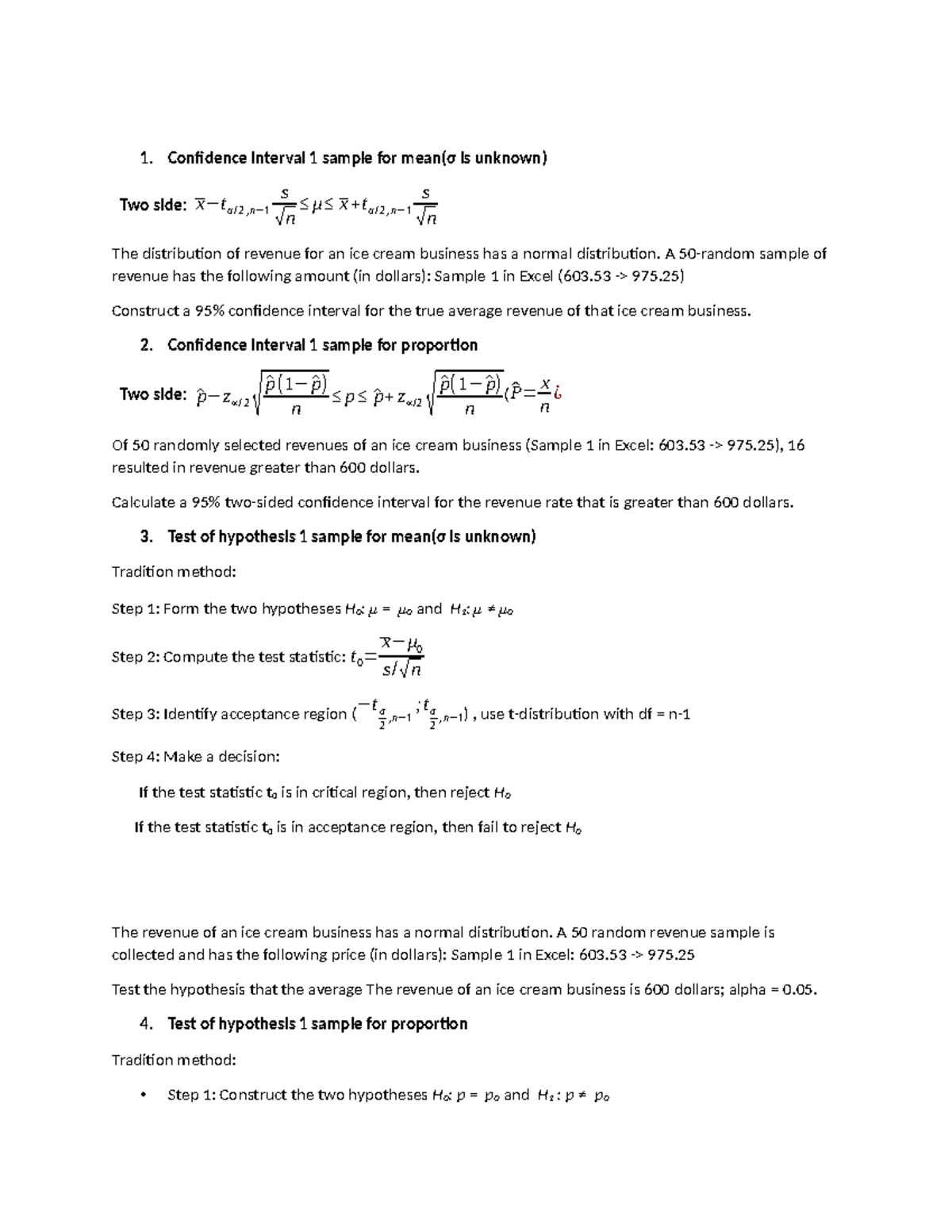 Đề Bài - Confidence Interval 1 Sample For Mean(σ Is Unknown) Two Side 