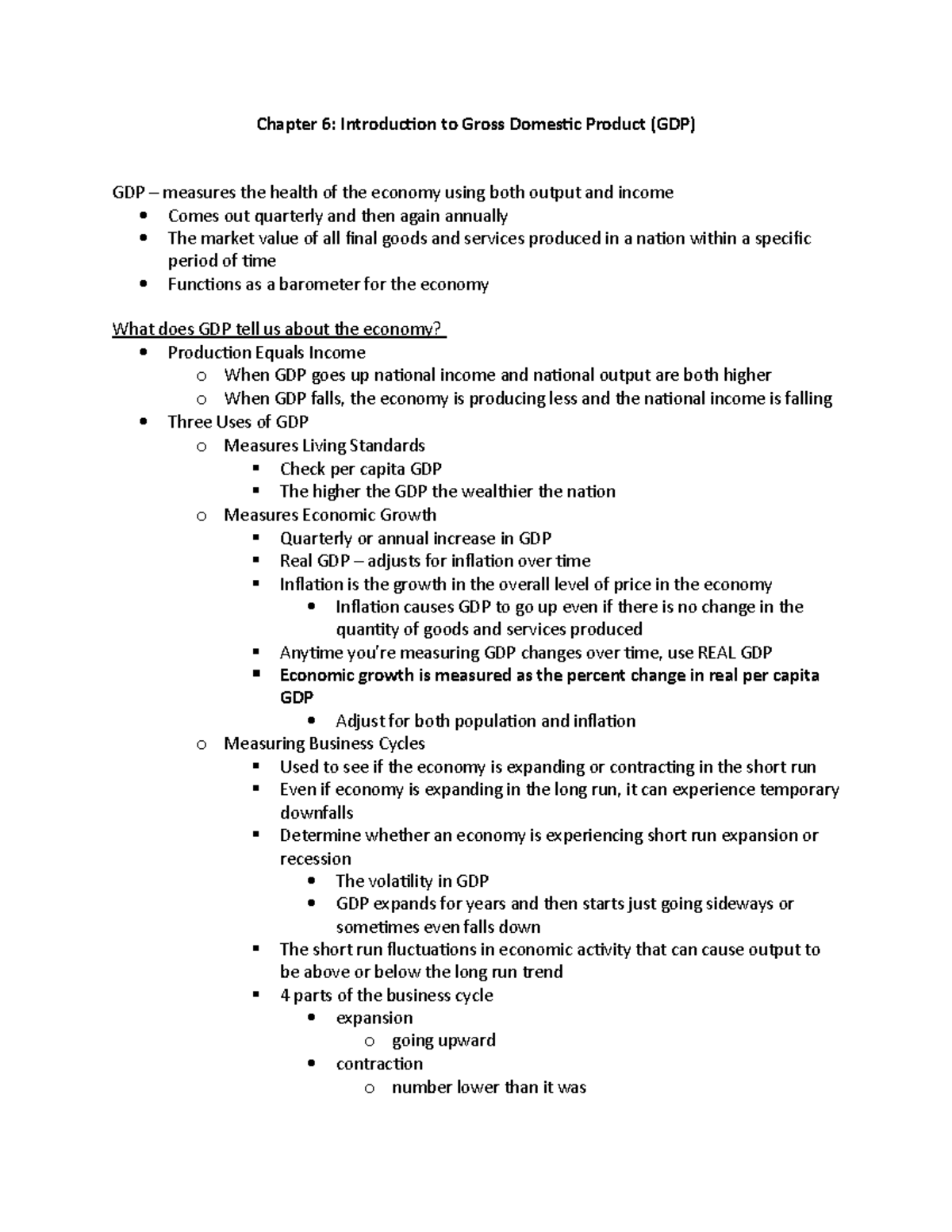 Chapter 6 GDP - Lecture notes 4 - Chapter 6: Introduction to Gross ...