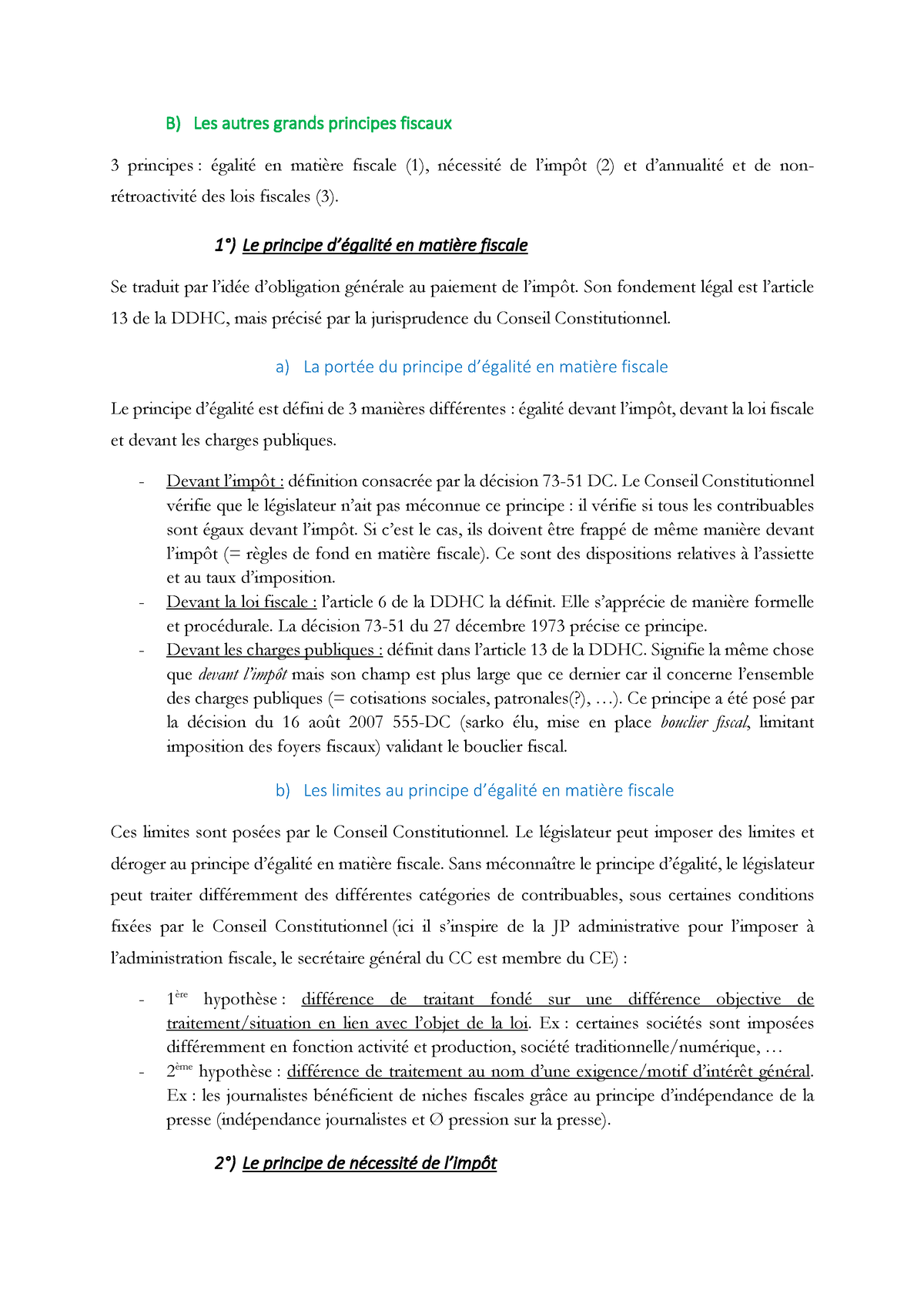 Finance Publique - L2 S1 - B) Les Autres Grands Principes Fiscaux 3 ...