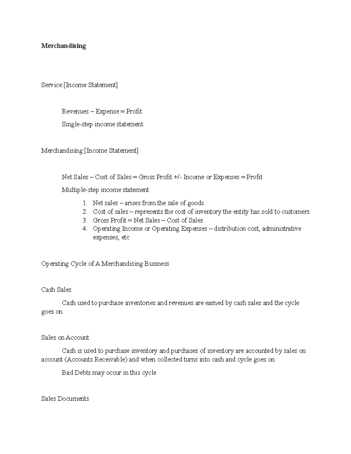 ACCA101 - Pre Final Topics - Merchandising Service [Income Statement ...