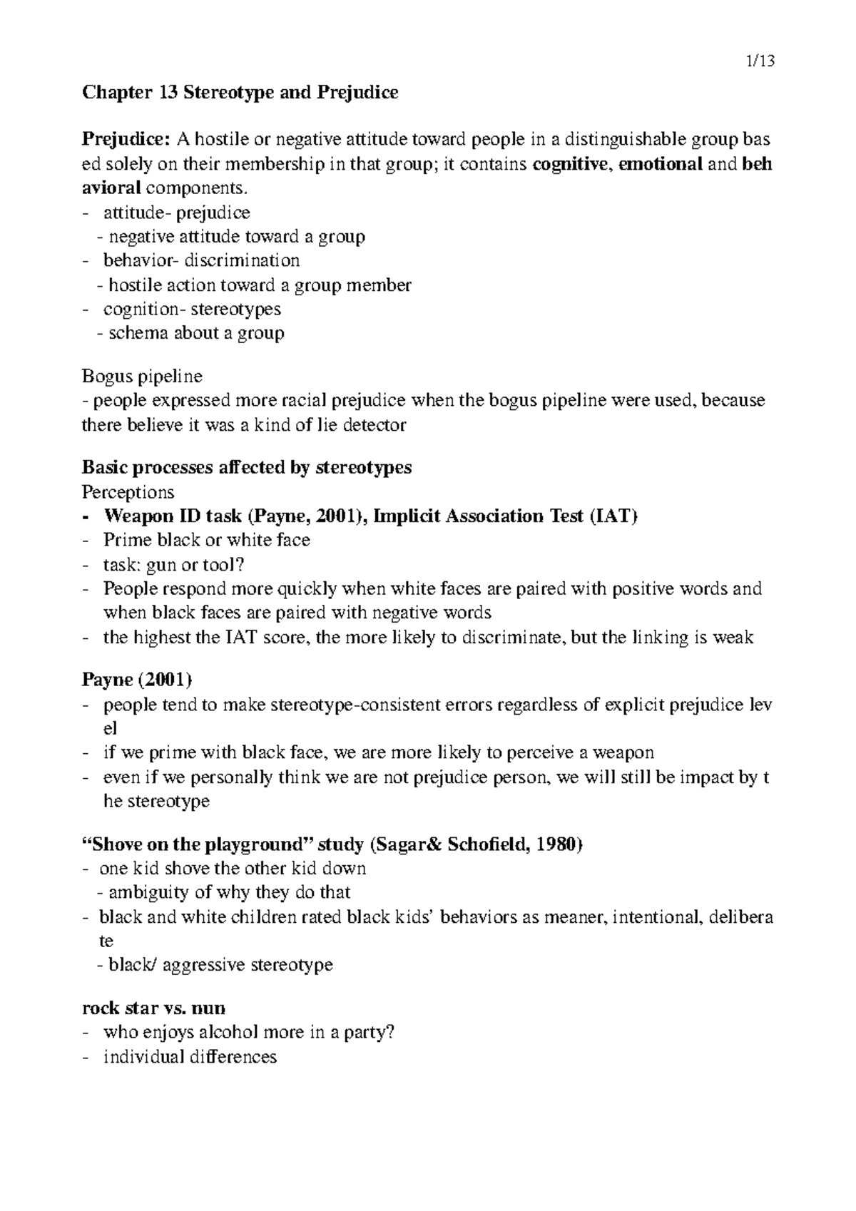 212 Final Review Notes - Summary Social Psychology - Chapter 13 ...