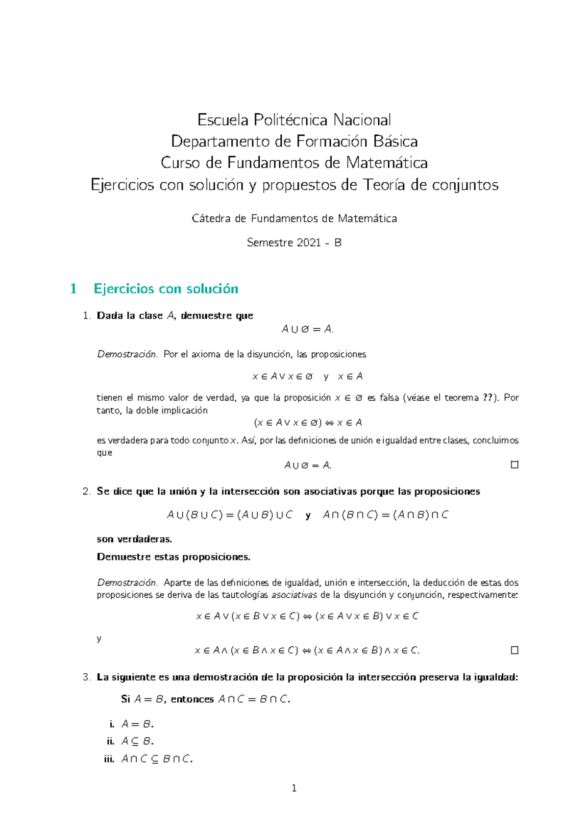 Resueltos - Conjuntos - EJERCICIOS RESULETOS - Escuela Polit ́ecnica ...