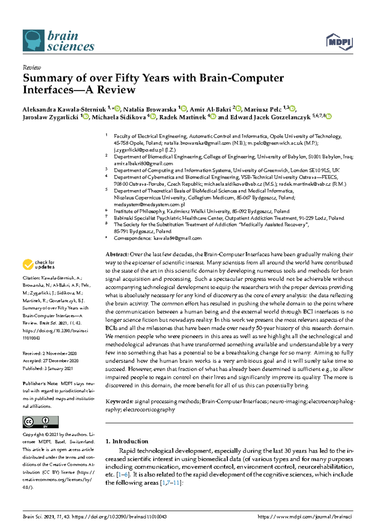 Summary of over Fifty Years with Brain-Computer Interfaces - brain ...