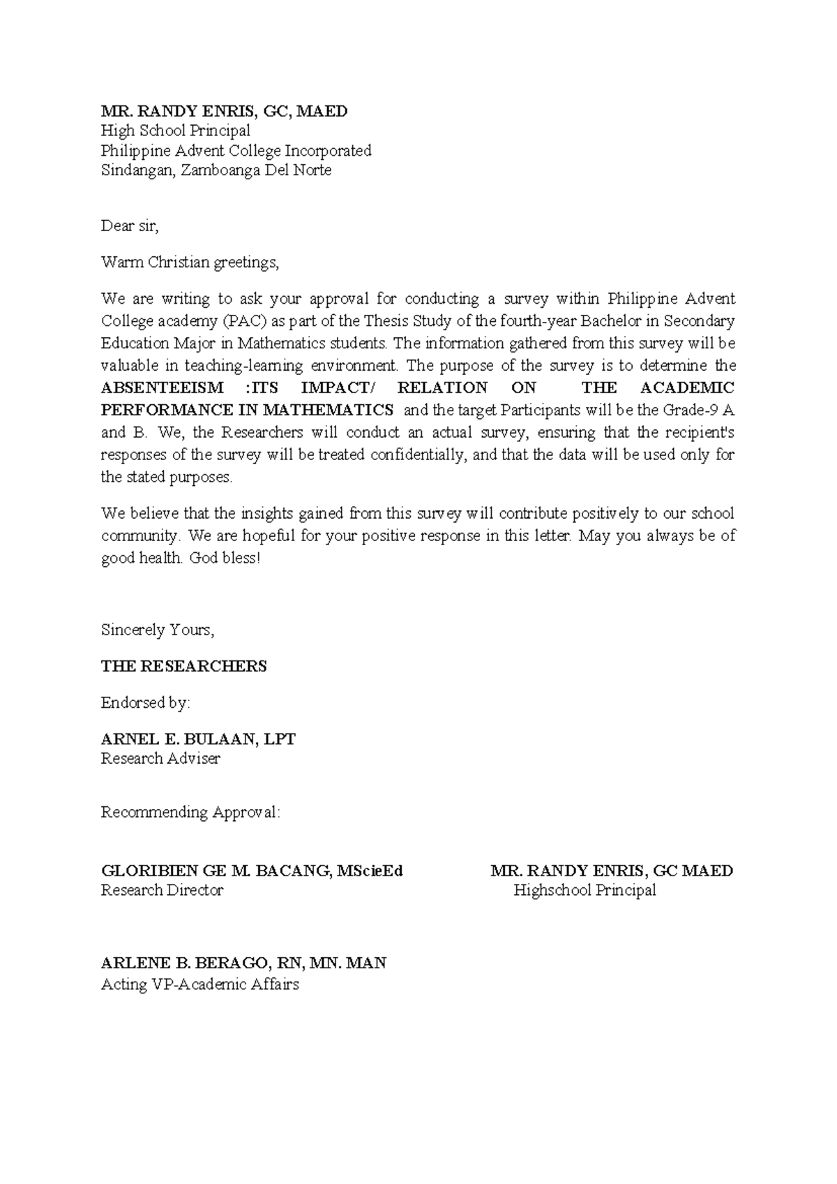 Letter-1 - Math - MR. RANDY ENRIS, GC, MAED High School Principal ...