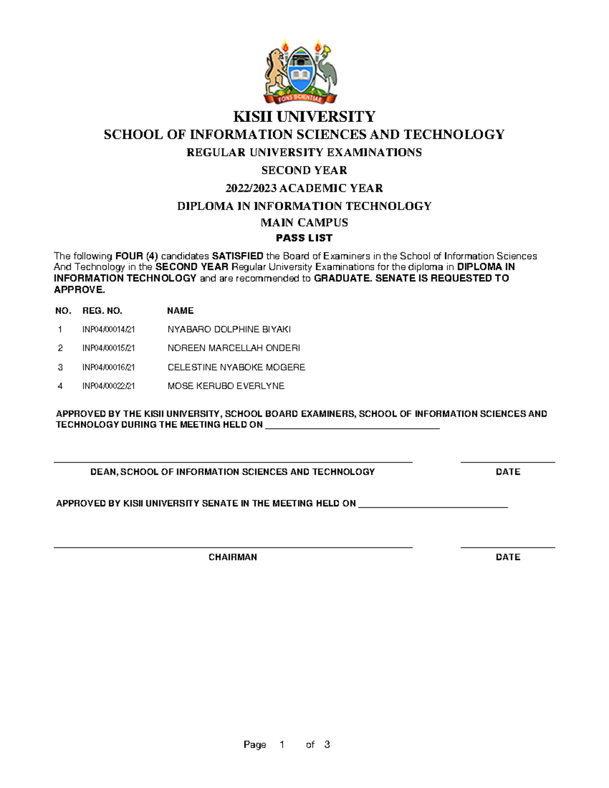 INP04 Pass List - Notes - 2022/2023 ACADEMIC YEAR SECOND YEAR REGULAR ...