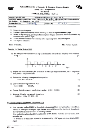DLD Assignment # 01 - Digital Logic Design - Studocu